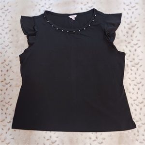 Candies Faux Pearl Blouse in Black Size small, NWT